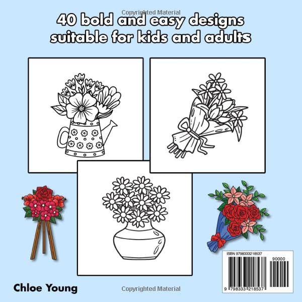 Bold & Easy Flower Coloring Book Cute Designs for Adults