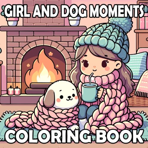 Girl and Dog Moments Coloring Book Bold and Easy for Adults and Teens