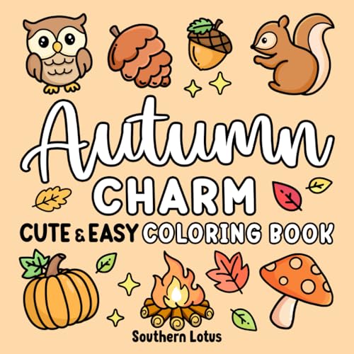 Autumn Charm Coloring Book Cute and Easy Drawings