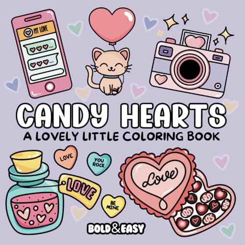 Bold and Easy Candy Hearts Coloring Book