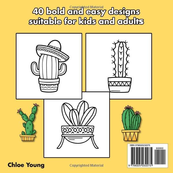 Bold & Easy Coloring Book Simple & Easy Large Print Cactus