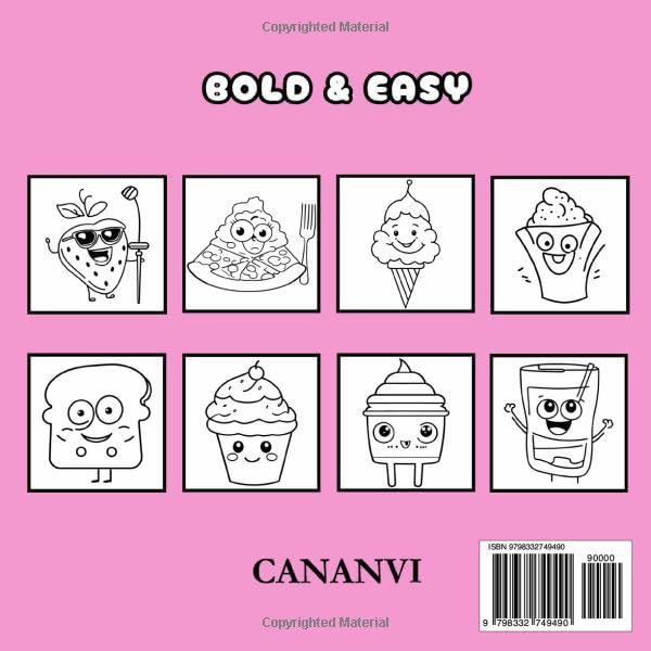 Foods and Snacks Coloring Book Cute Kawaii for Adults and Kids