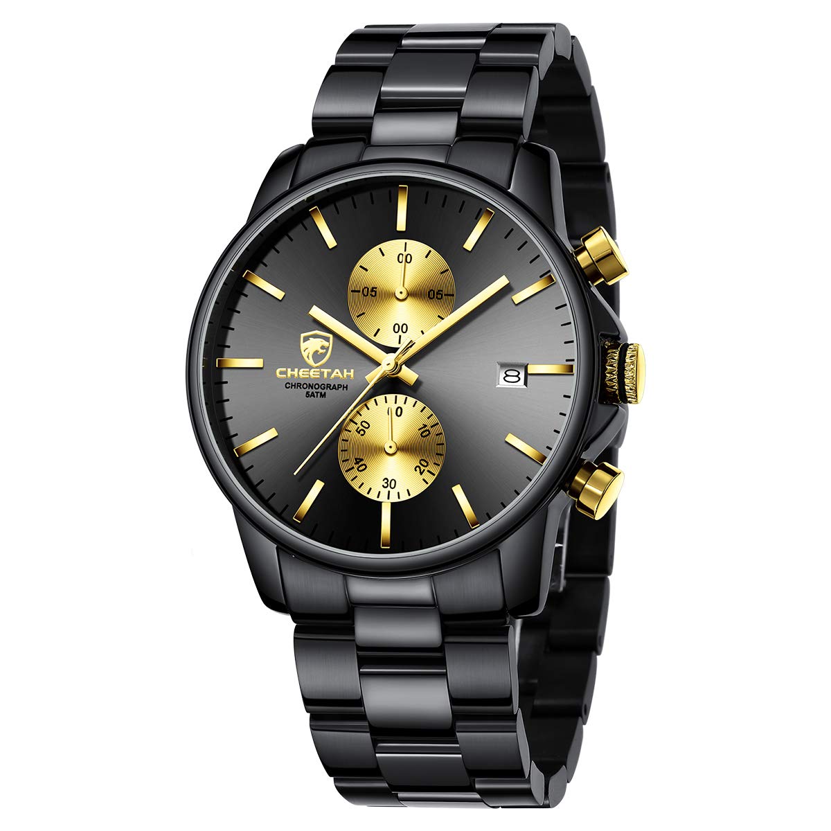 GOLDEN HOUR Men's Watch with Stainless Steel and Casual Waterproof Chronograph