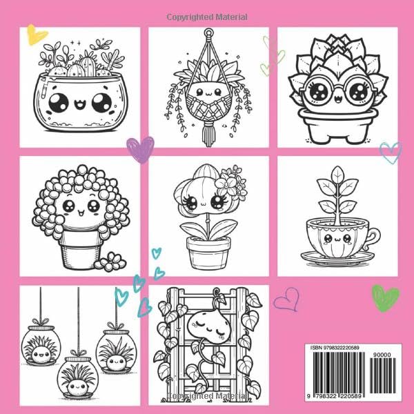 Kawaii Houseplants, Big and Bold Coloring Book