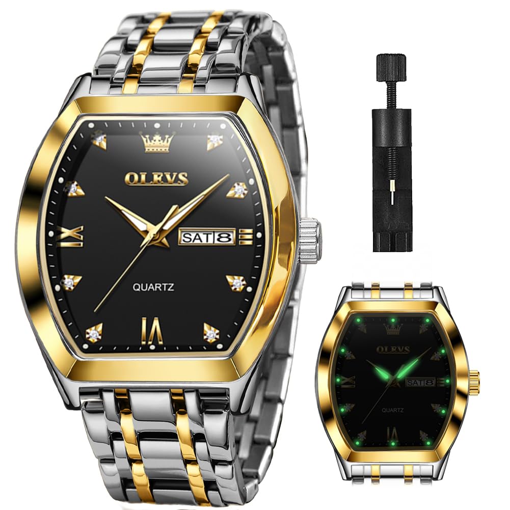 OLEVS Silver Black Men Watch