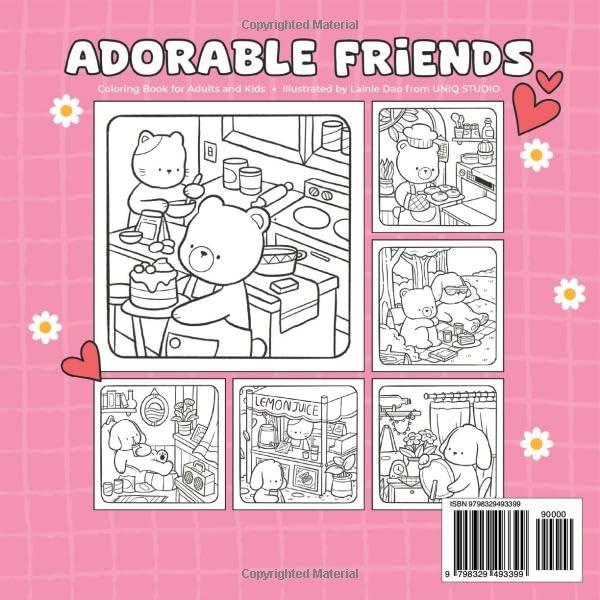 Adorable Friends Cute & Simple Coloring Book