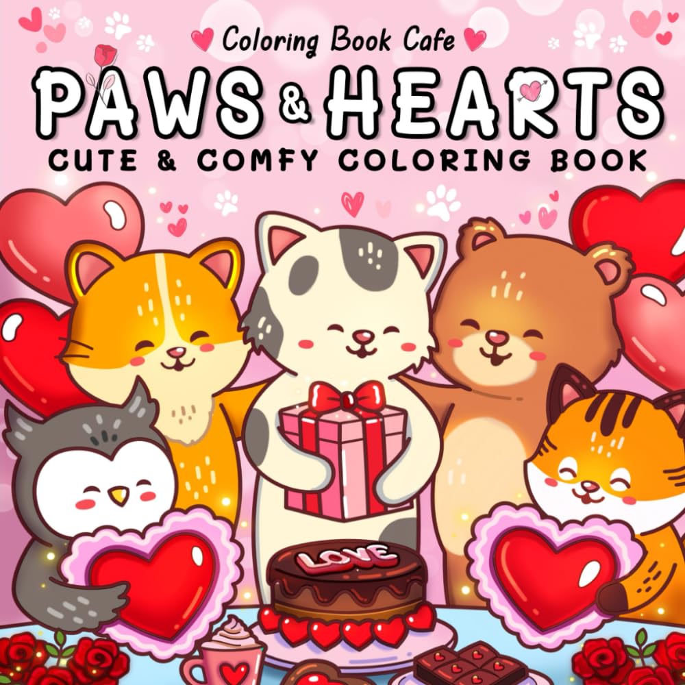 Paws & Hearts: Coloring Book for Adults & Teens