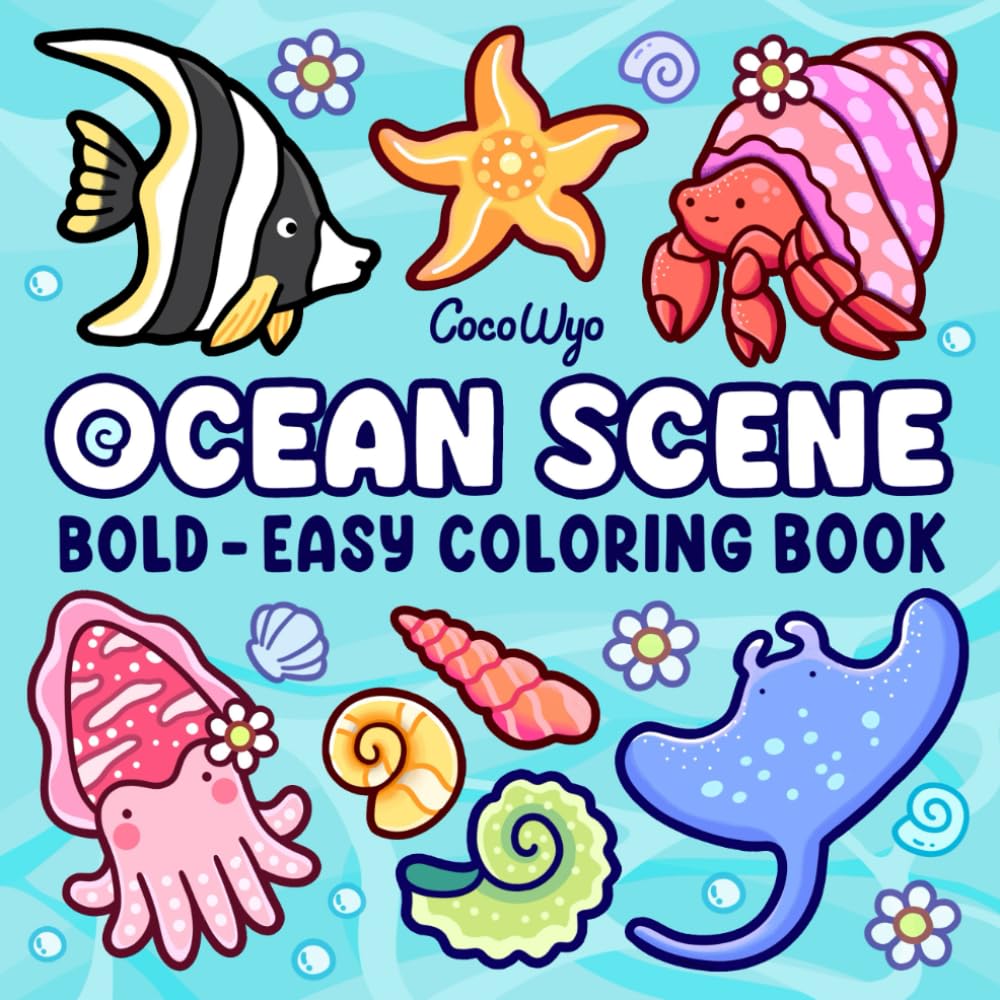 Ocean Scene Coloring Book for Adults and Kids