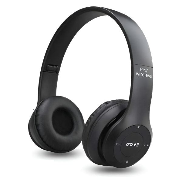 P47 Bluetooth Headphones Over Ear Foldable Headset For Gaming (Black Color)