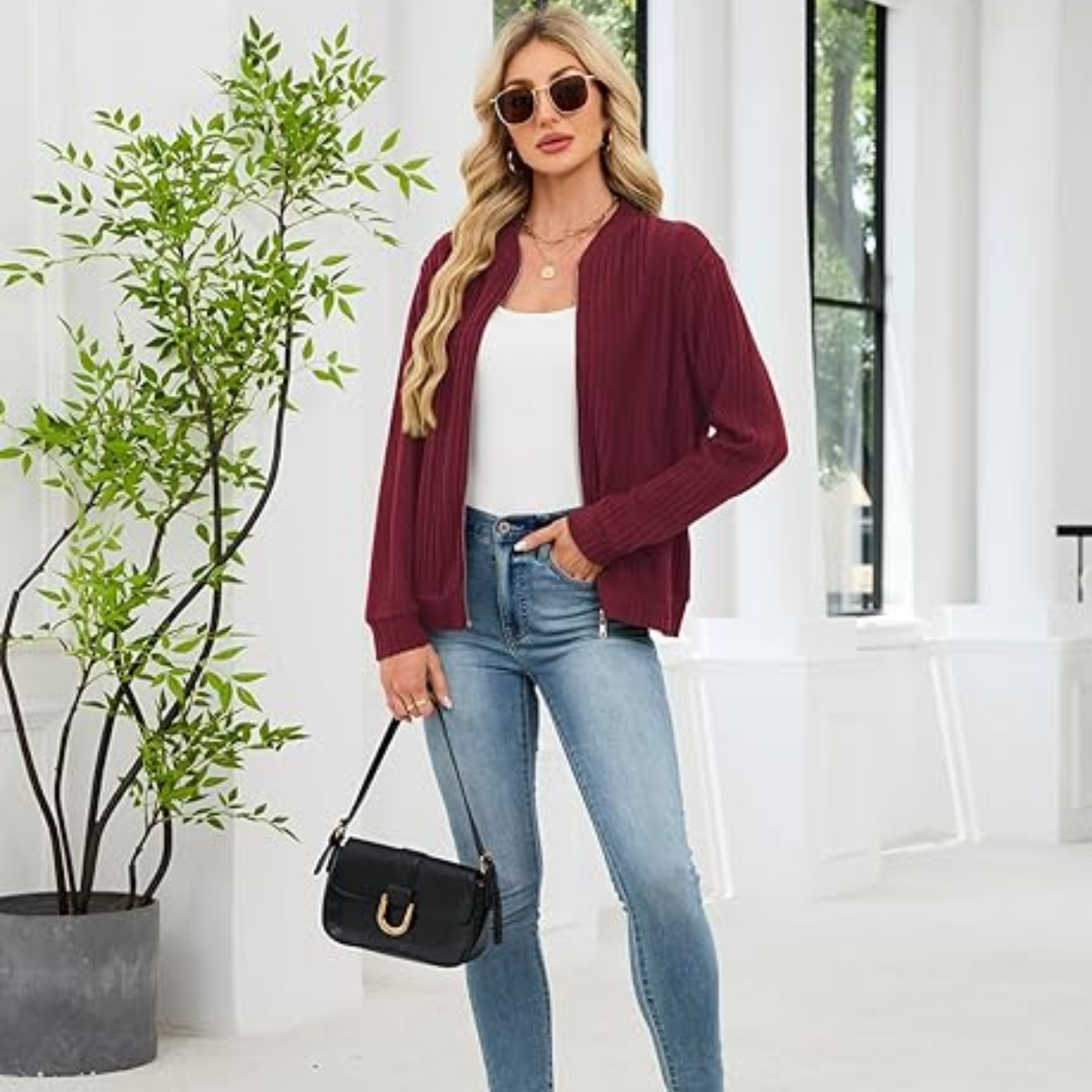 Womens Cardigan Sweaters Full Zip Up Jackets with Pockets Long Sleeve Tunic Tops Lightweight Sweatshirts Casual Fall Outfit Clothes S-XXL - Image 6
