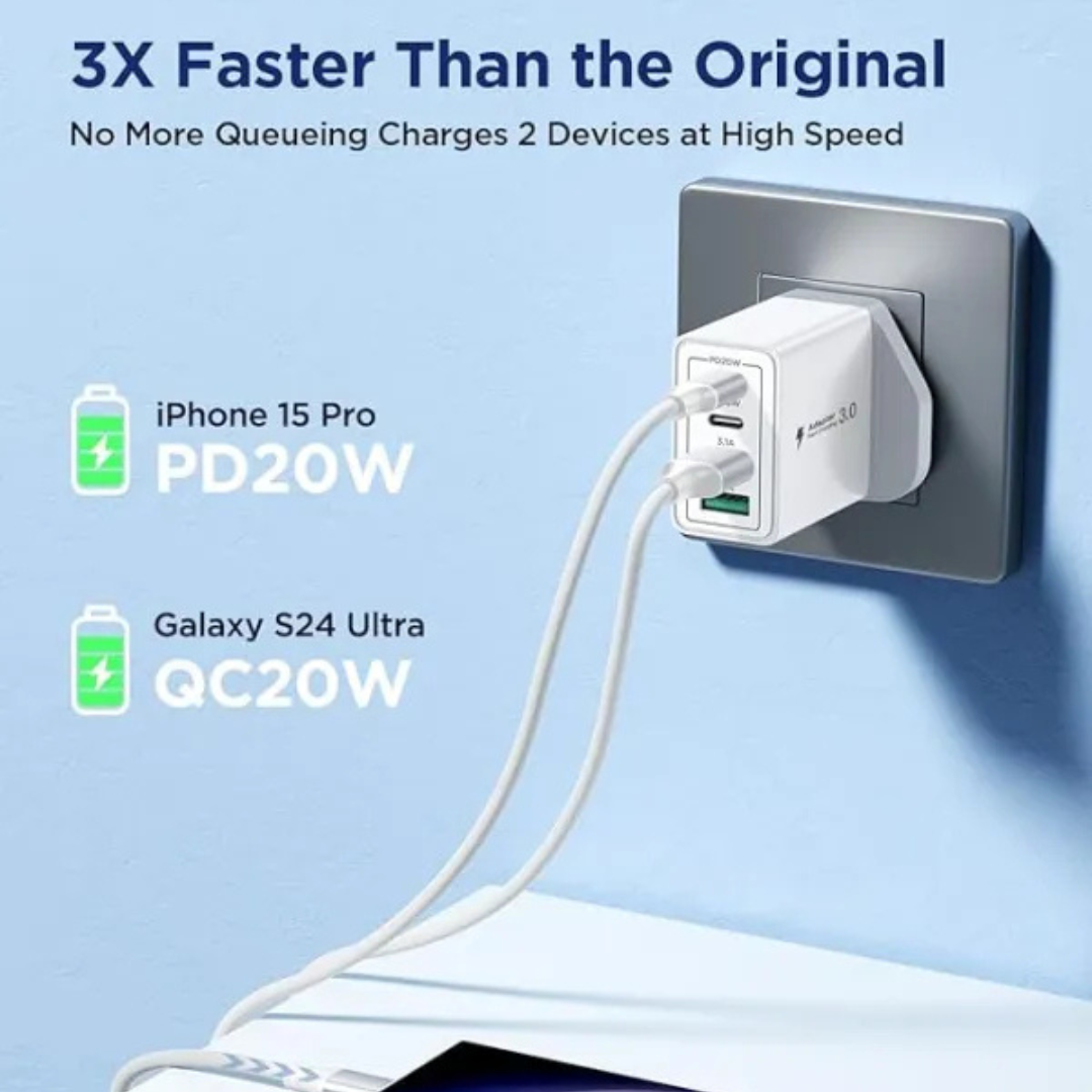 40W USB C Fast Charger Plug UK – 4-Port PD & QC Multi USB Wall Adapter for iPhone, Samsung, iPad & More - Image 5