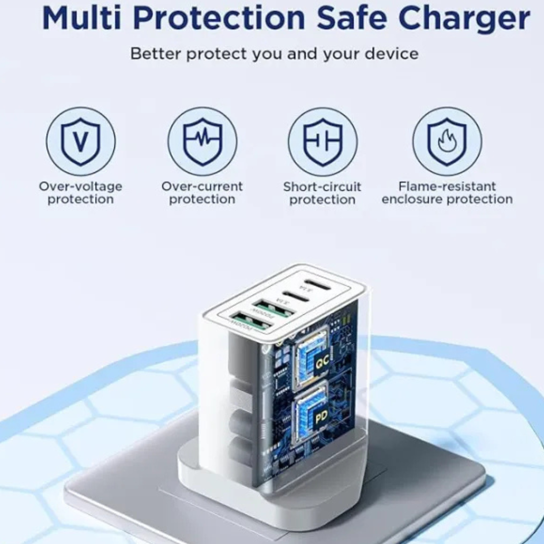 40W USB C Fast Charger Plug UK – 4-Port PD & QC Multi USB Wall Adapter for iPhone, Samsung, iPad & More - Image 4