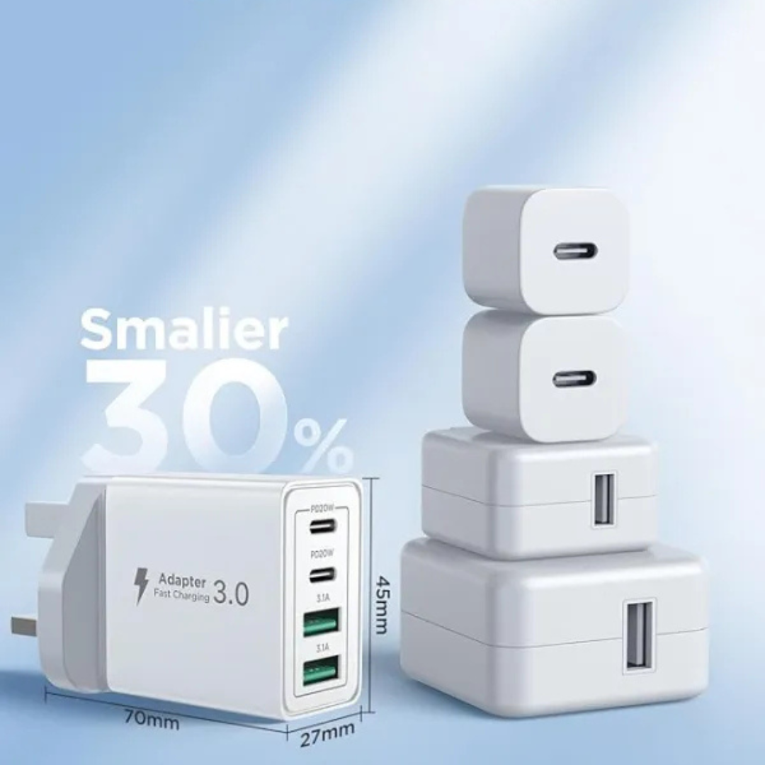 40W USB C Fast Charger Plug UK – 4-Port PD & QC Multi USB Wall Adapter for iPhone, Samsung, iPad & More - Image 2