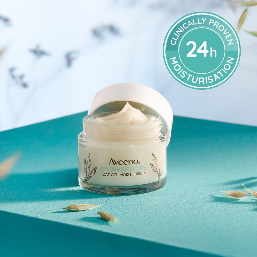 Aveeno Face Calm+Restore Oat Gel Moisturiser (1x 50ml), Face Moisturiser to Instantly Soothe and Replenish the Skin's Moisture Barrier, Intensely Nourishing Day Cream, Tested on Sensitive Skin - Image 4