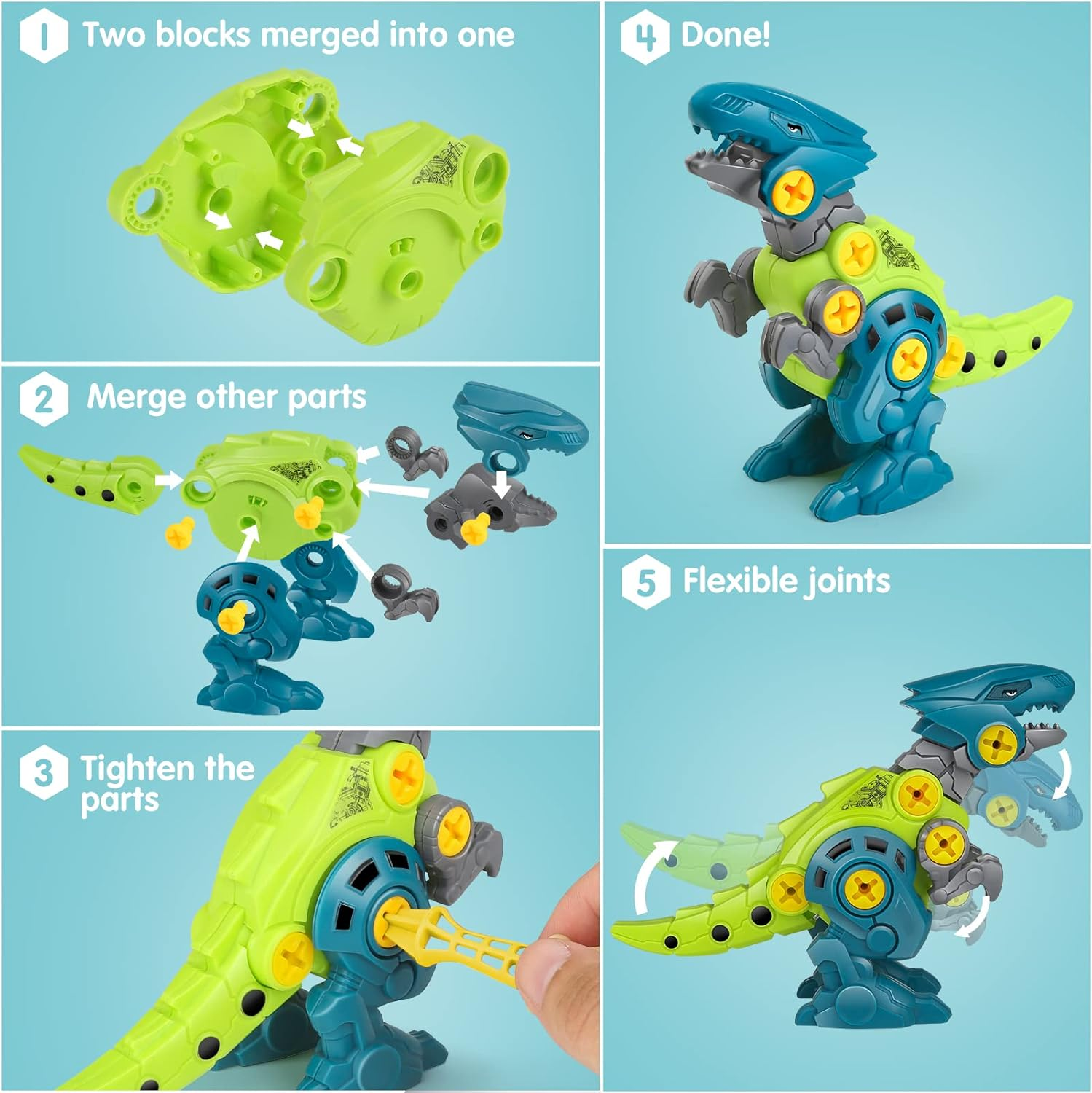 Dreamon Take Apart Dinosaur Toys for Kids with Storage Box Electric Drill DIY Construction Build Set Educational STEM for Boys Girls 3 Years and Up - Image 3