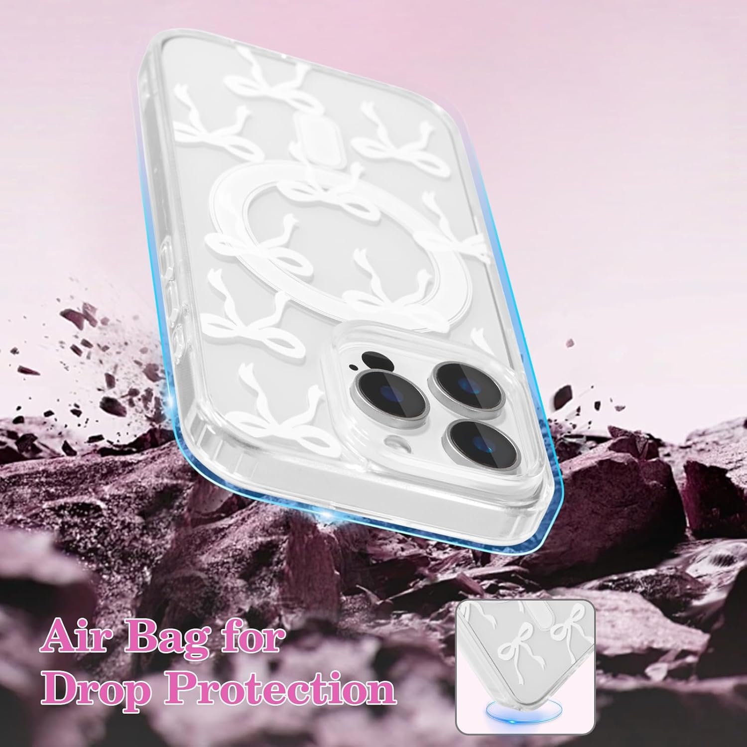 UEEBAI Magnetic Case for iPhone 14 Pro Max – MagSafe Compatible Slim Clear Shockproof Anti-Yellow Cover, White - Image 4