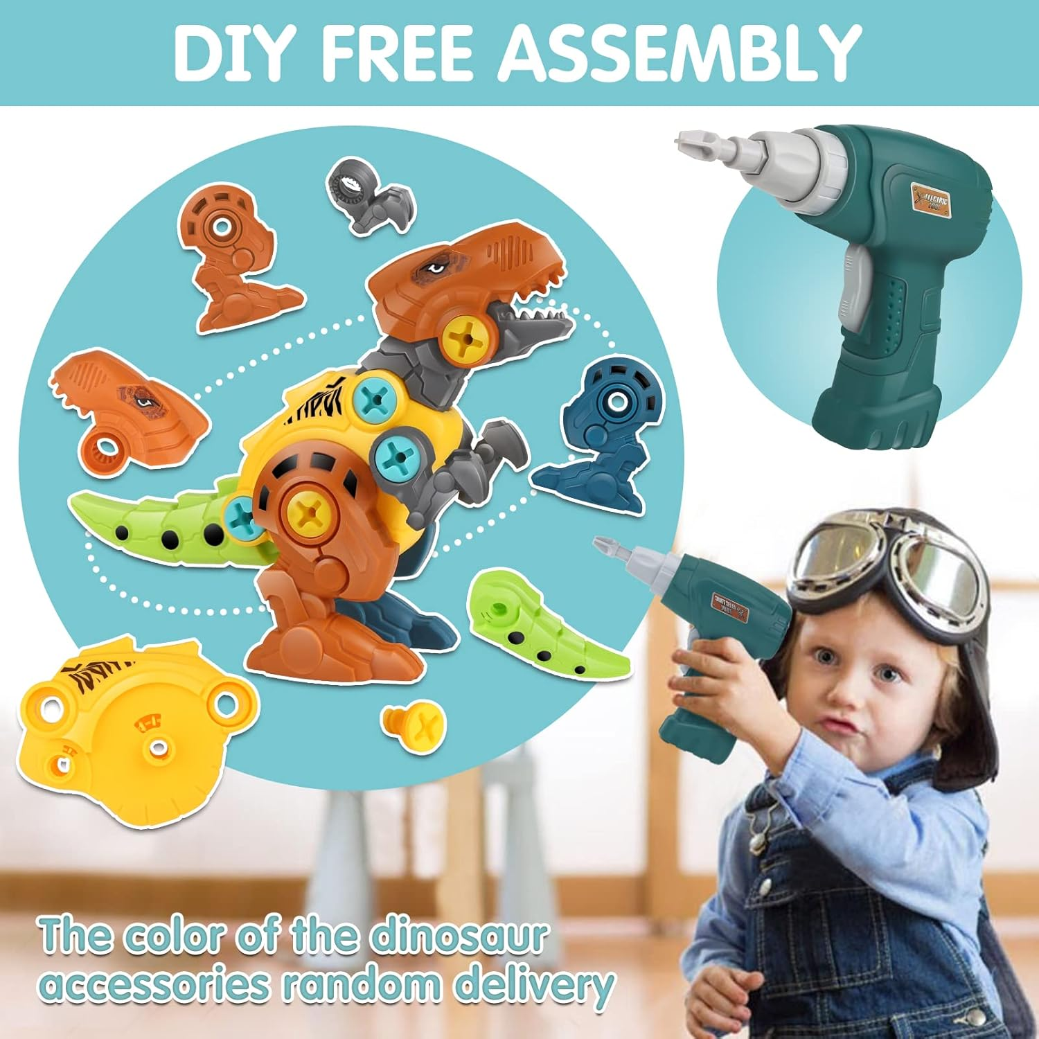 Dreamon Take Apart Dinosaur Toys for Kids with Storage Box Electric Drill DIY Construction Build Set Educational STEM for Boys Girls 3 Years and Up - Image 4