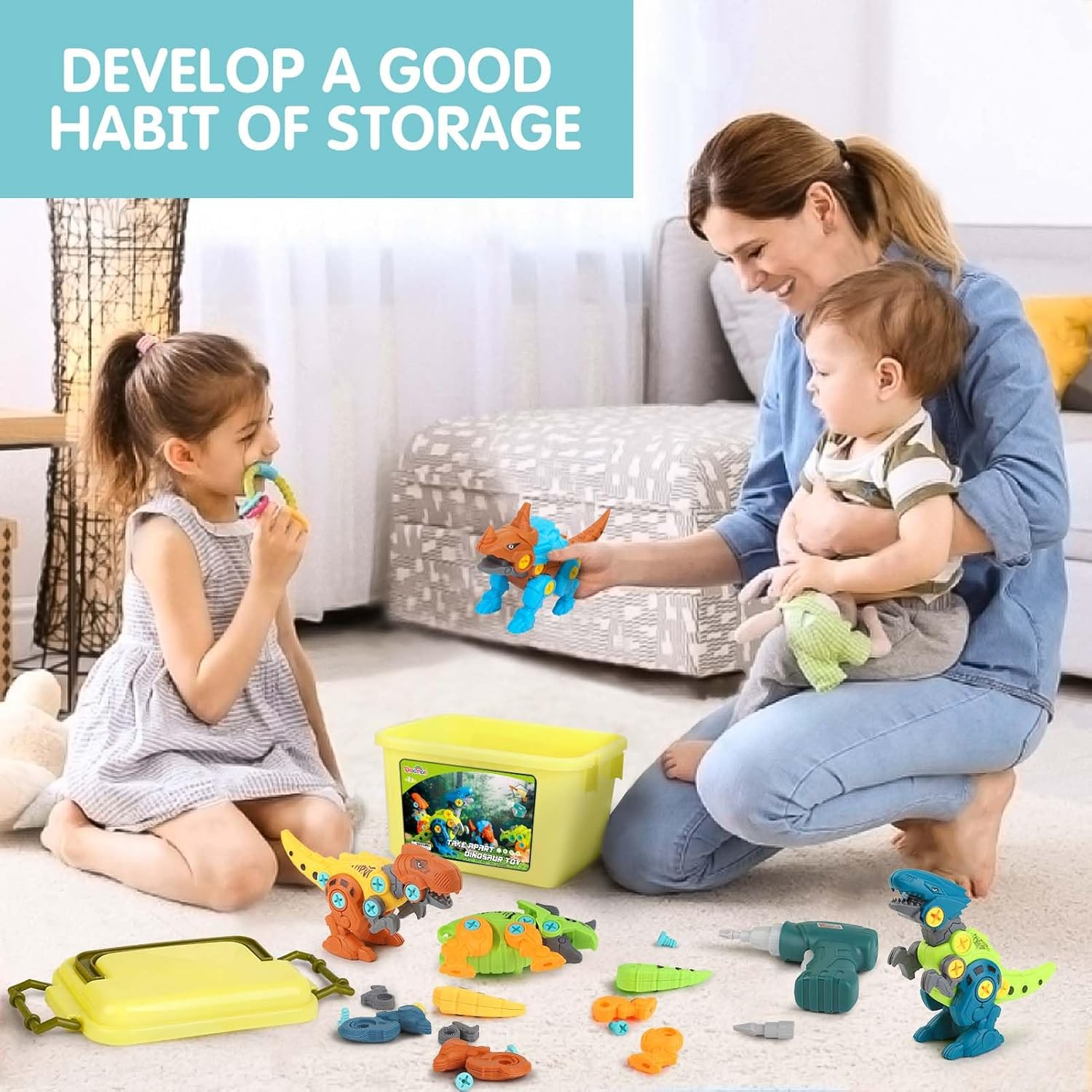 Dreamon Take Apart Dinosaur Toys for Kids with Storage Box Electric Drill DIY Construction Build Set Educational STEM for Boys Girls 3 Years and Up - Image 5