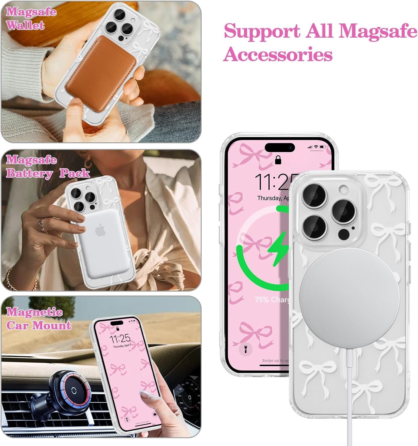 UEEBAI Magnetic Case for iPhone 14 Pro Max – MagSafe Compatible Slim Clear Shockproof Anti-Yellow Cover, White - Image 7