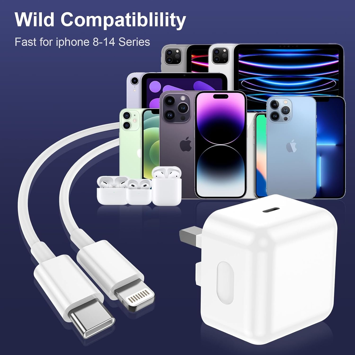 iPhone Fast Charger 20W UK Plug with Cable, 2-Pack Apple MFi Certified 3A Lightning Charger for iPhone & iPad - Image 7