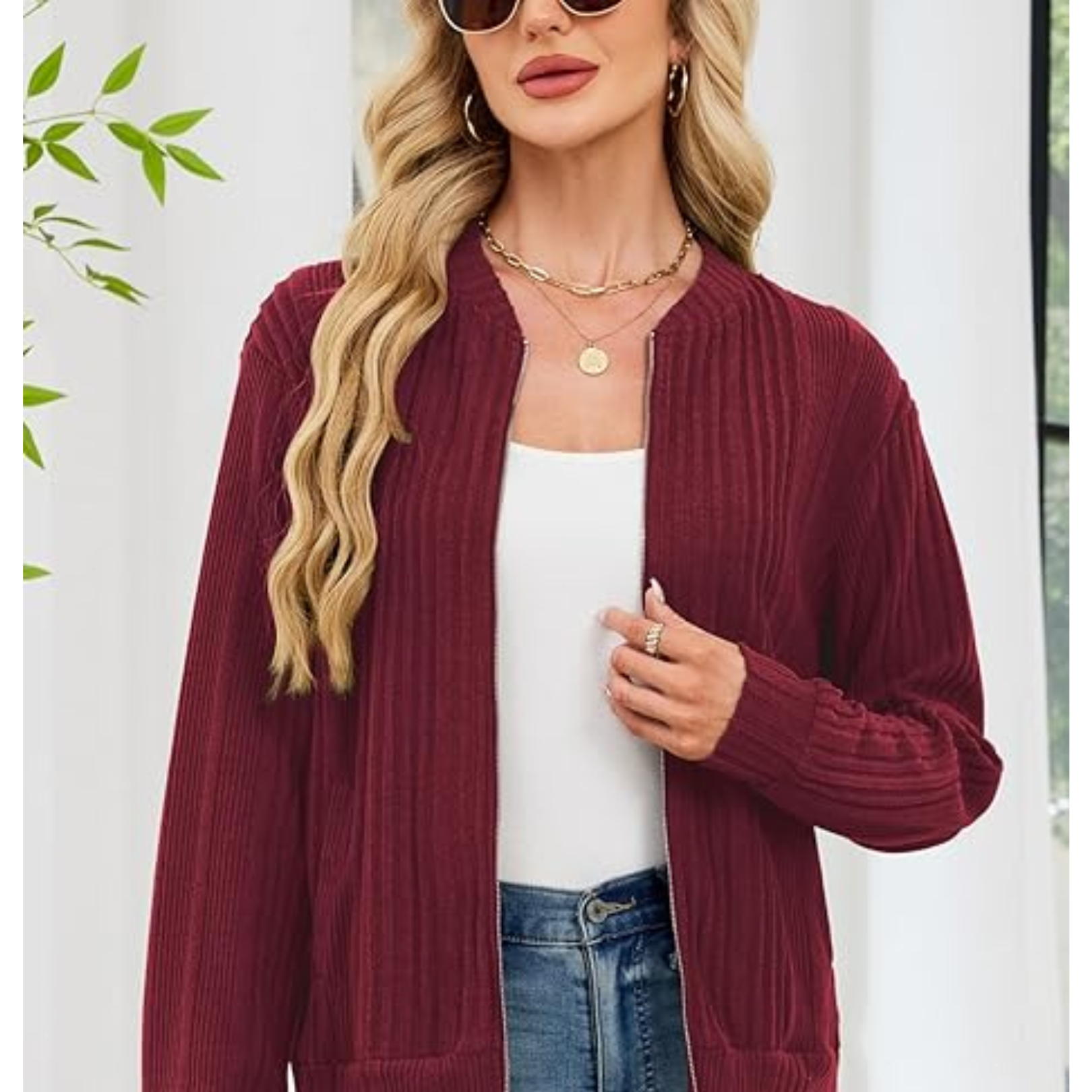 Womens Cardigan Sweaters Full Zip Up Jackets with Pockets Long Sleeve Tunic Tops Lightweight Sweatshirts Casual Fall Outfit Clothes S-XXL - Image 3