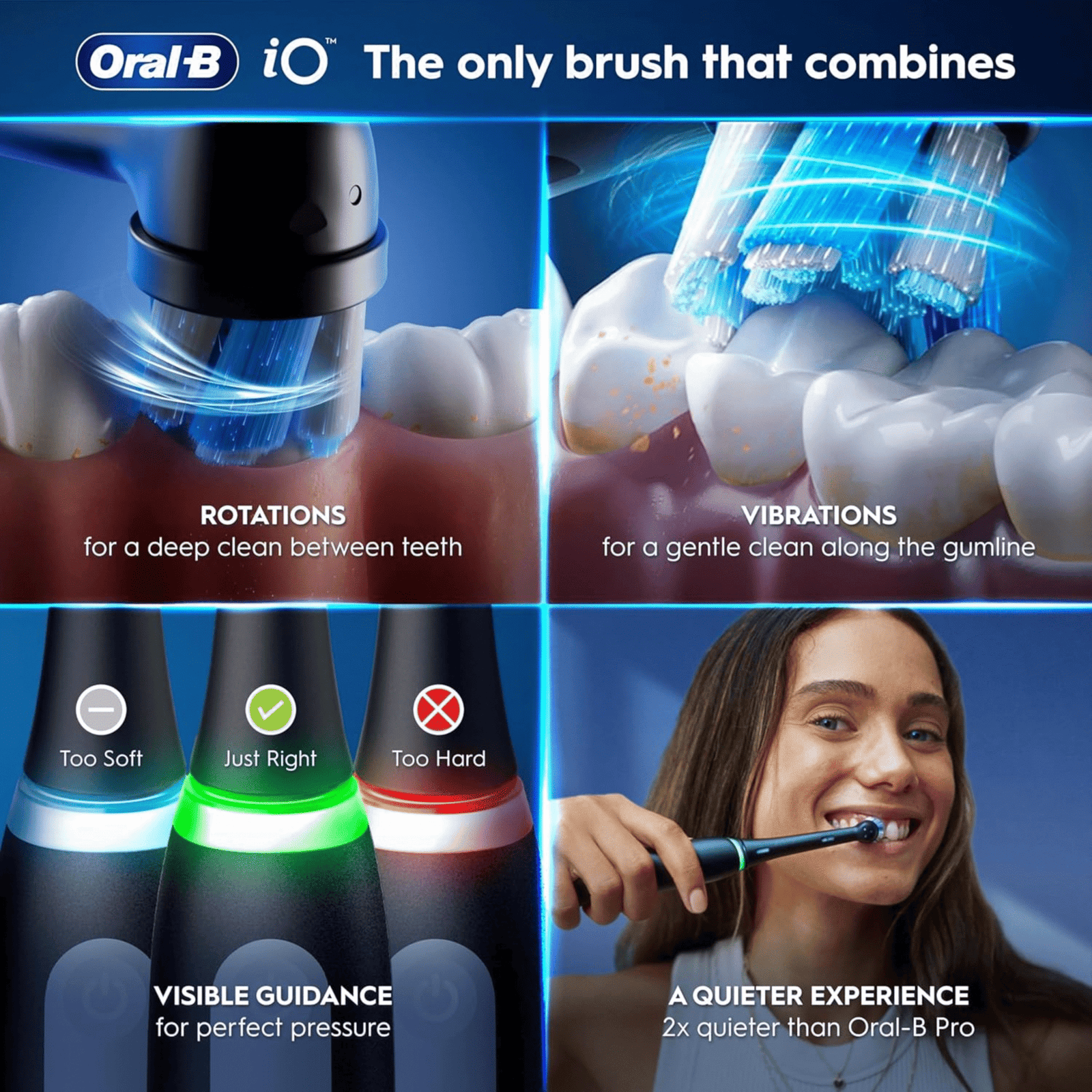 Oral-B iO 3 Matt Black Ultimate Clean Electric Toothbrush, 1 Refill Holder, 1 Charger Pouch, 1 Travel Case, Designed by Braun, Packaging May Vary - Image 2