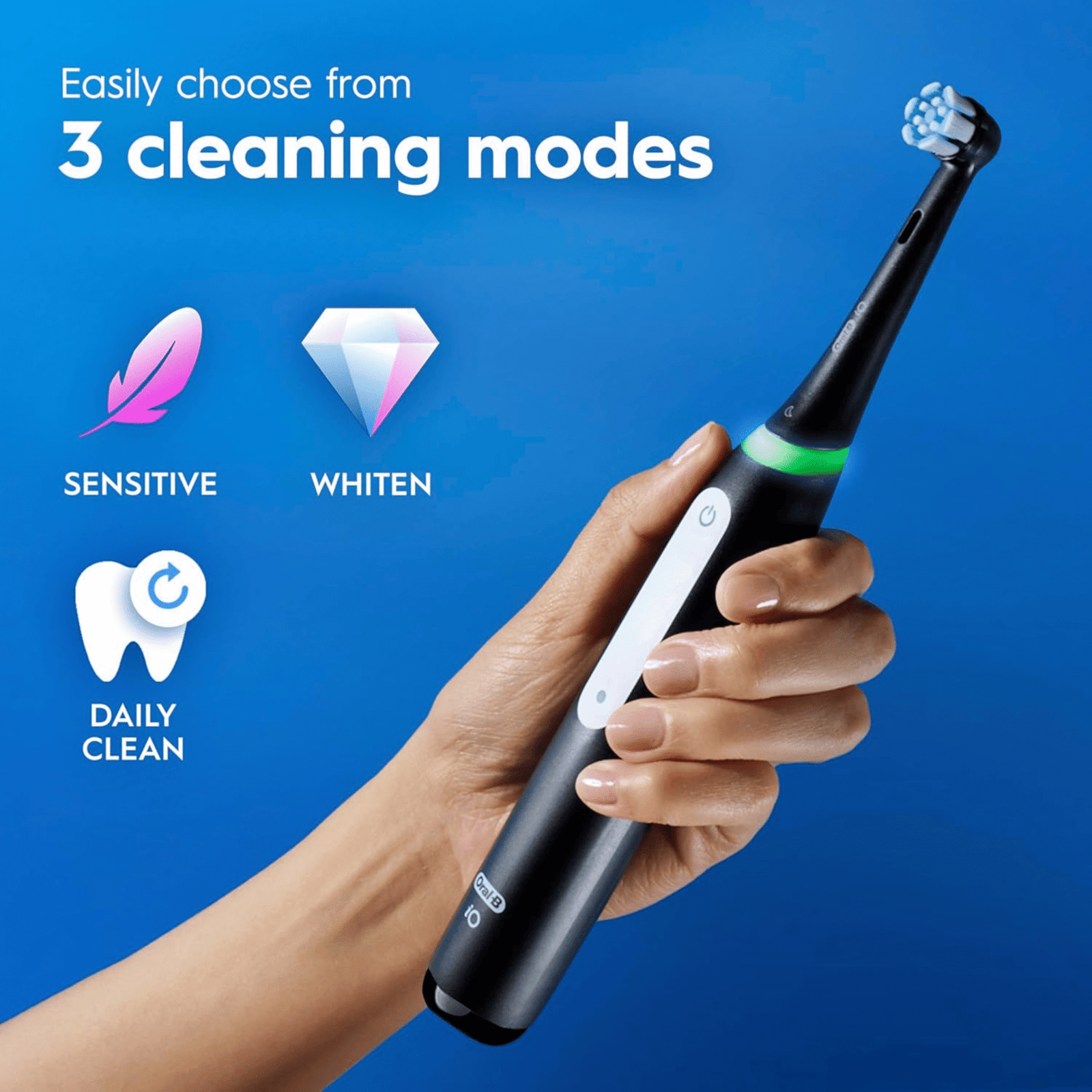 Oral-B iO 3 Matt Black Ultimate Clean Electric Toothbrush, 1 Refill Holder, 1 Charger Pouch, 1 Travel Case, Designed by Braun, Packaging May Vary - Image 7